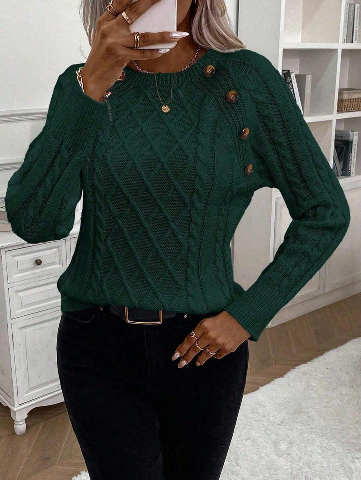 Abbey | Button-Detail Cable Knit Jumper