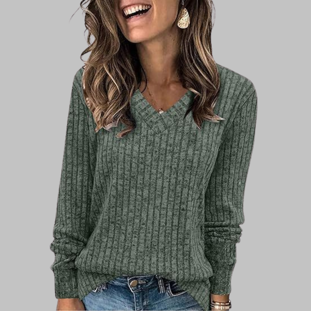 Jeanine | Comfy V-Neck Long Sleeve Top